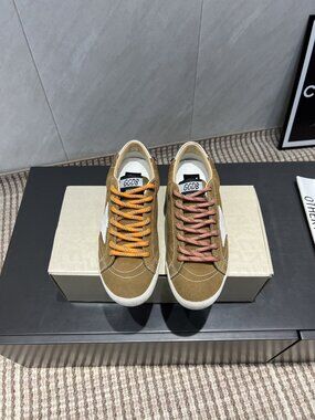 Golden Goose Tan Suede Star-Embellished Sneakers